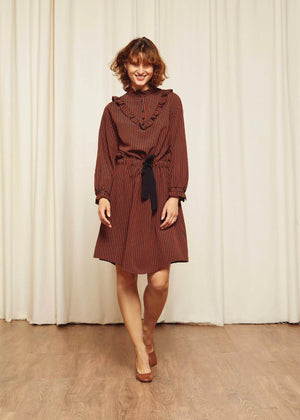 Ruby Ruffled Dress — RUST