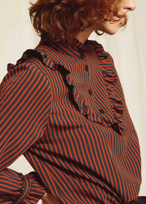 Ruby Ruffled Dress — RUST