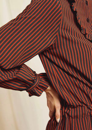 Ruby Ruffled Dress — RUST