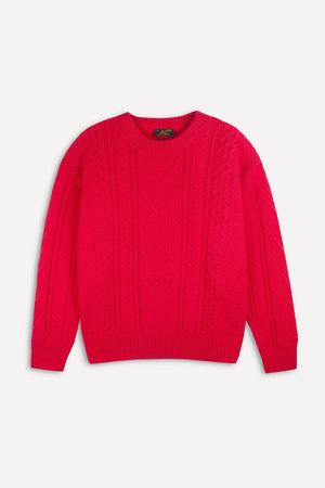 Sanelle Cable Sweater Red