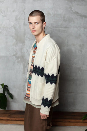 Galdo Jacquard Cardigan Off White