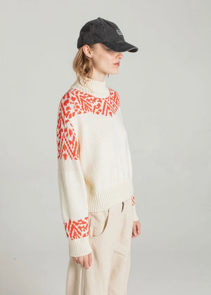 Sidorf Jacquard Sweater — OFF WHITE / ORANGE
