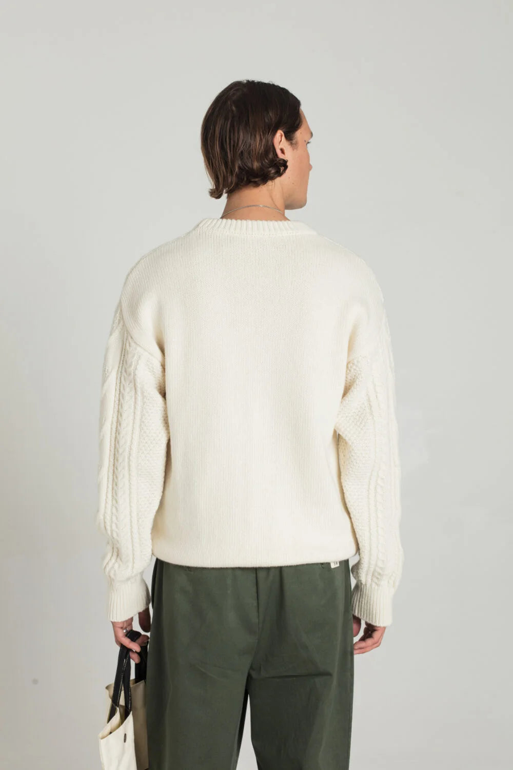 Sandre Cable Sweater White