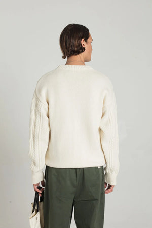 Sandre Cable Sweater White