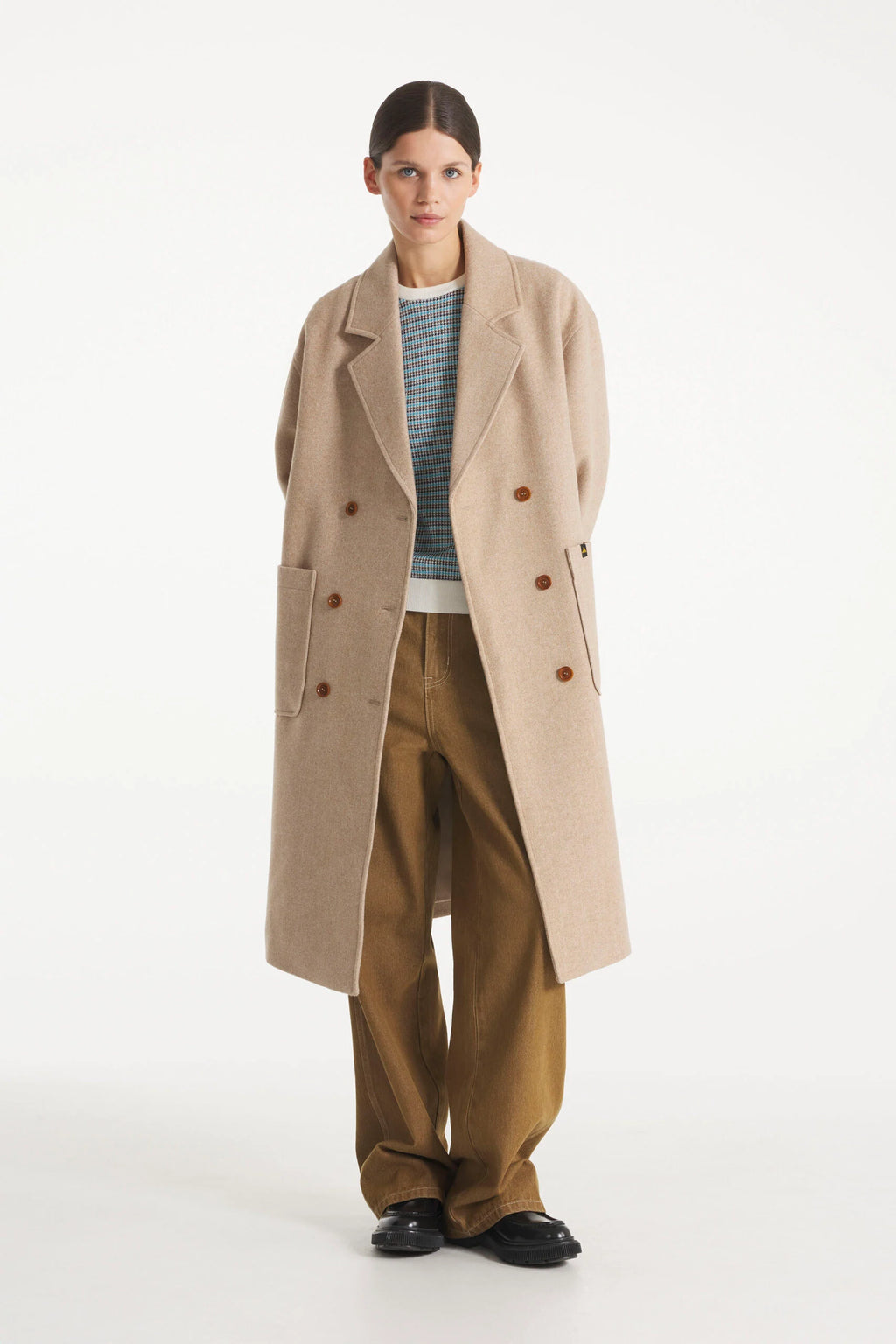Marcie Tailored Coat — OFF WHITE / CAMEL