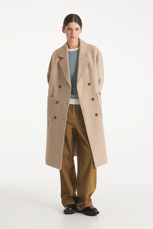 Marcie Tailored Coat — OFF WHITE / CAMEL
