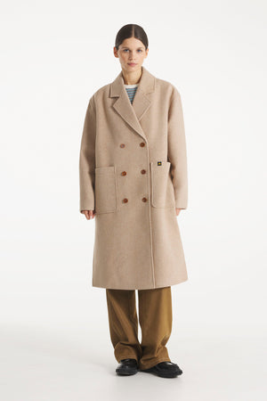 Marcie Tailored Coat — OFF WHITE / CAMEL