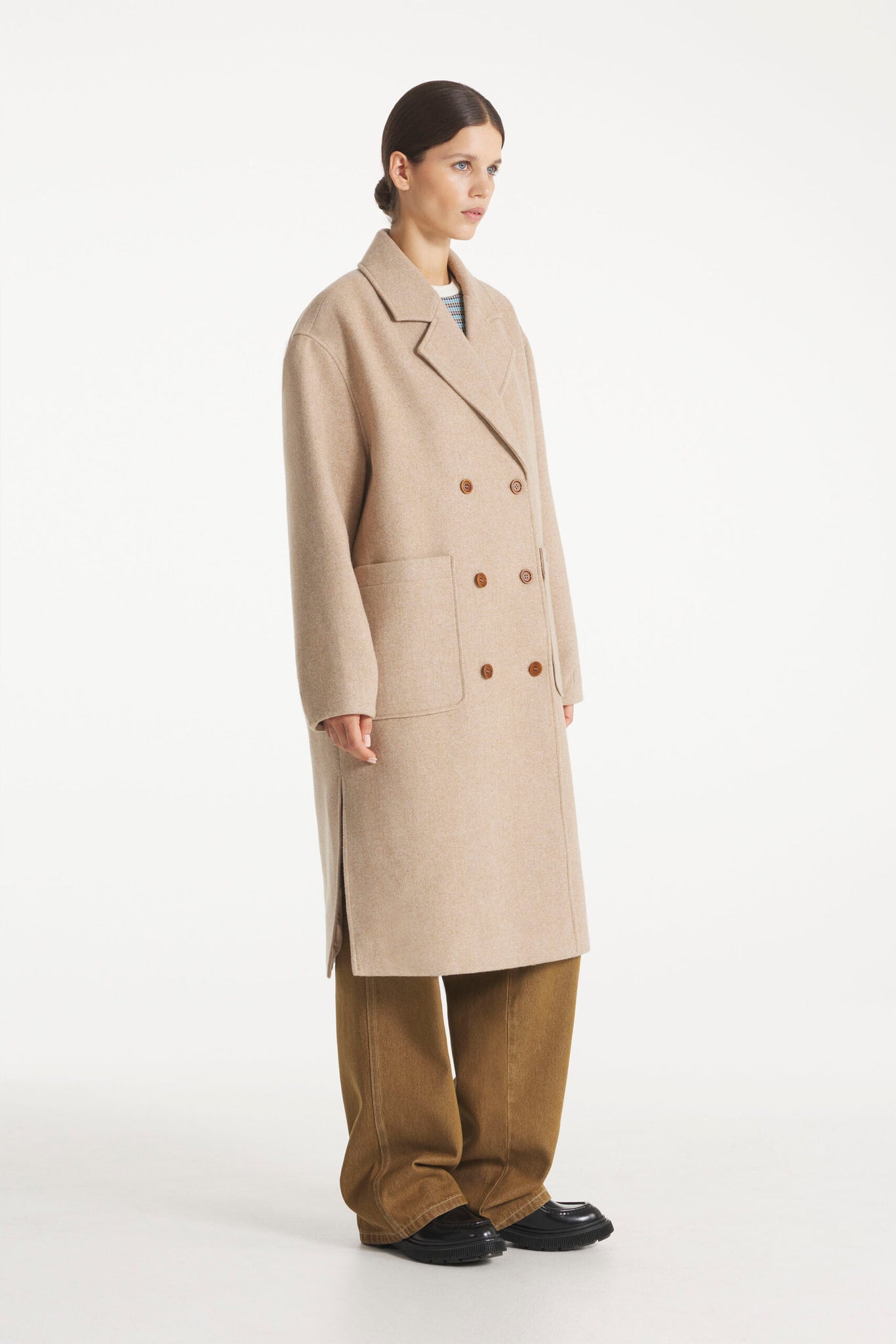 Marcie Tailored Coat — OFF WHITE / CAMEL