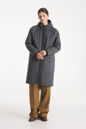 Mandy Quilted Overcoat — CHARCOAL