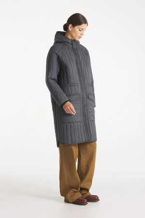 Mandy Quilted Overcoat — CHARCOAL