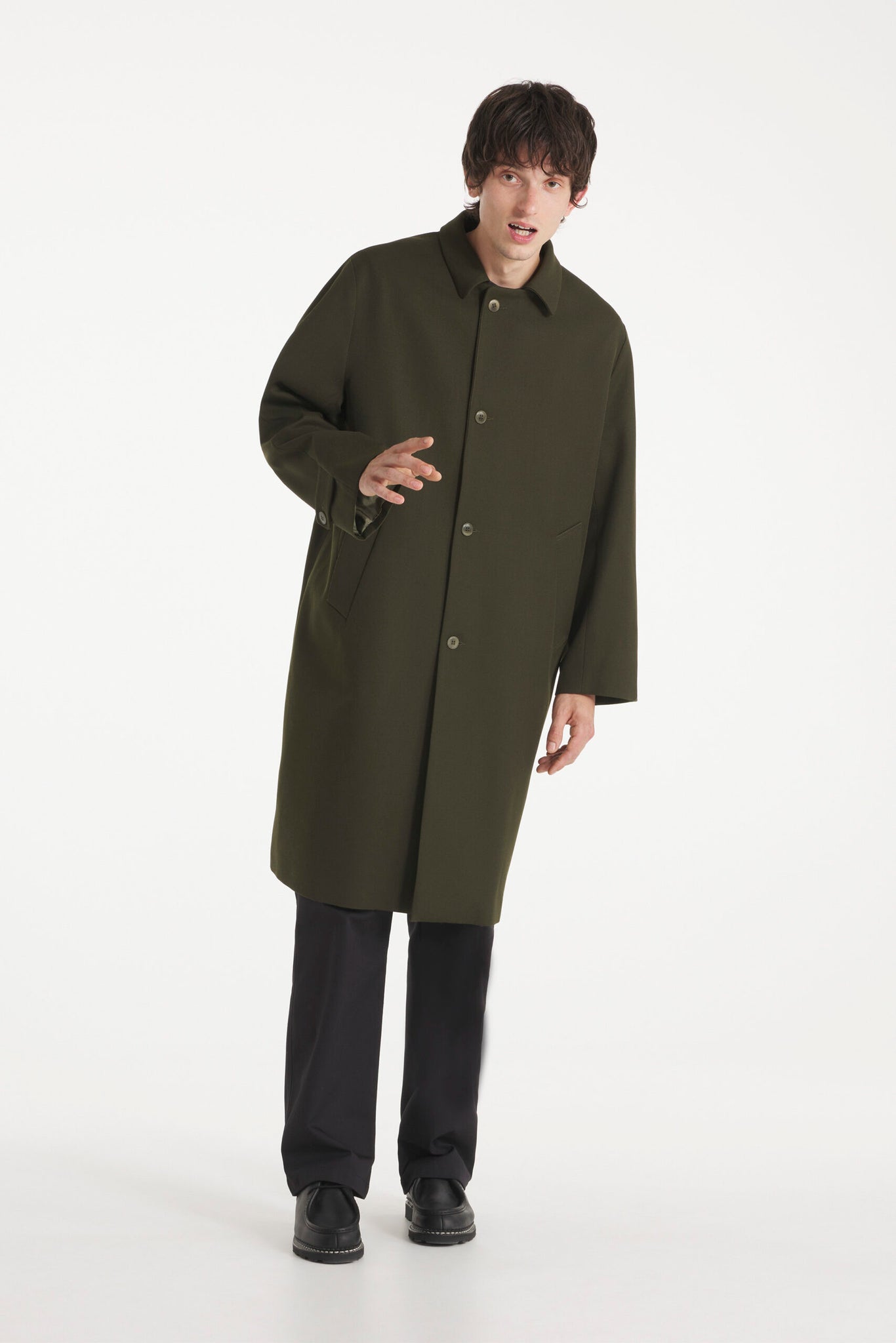 Manfred Wool Trench — KHAKI