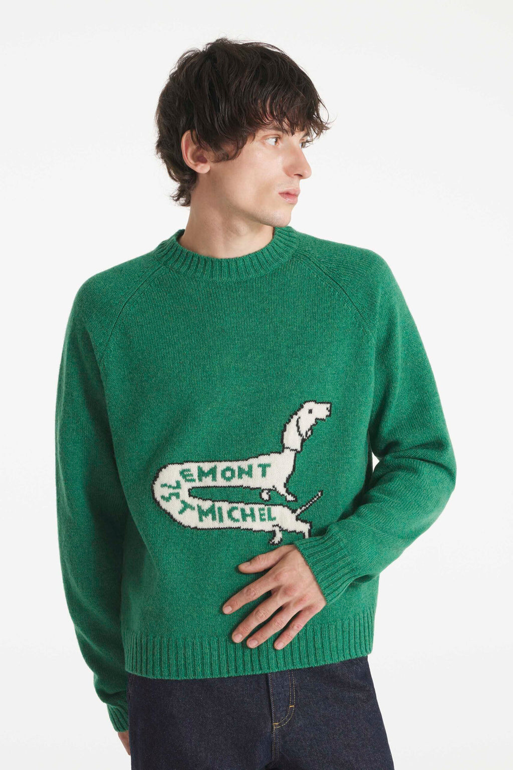 Striker-dog Intarsia Sweater — GREEN