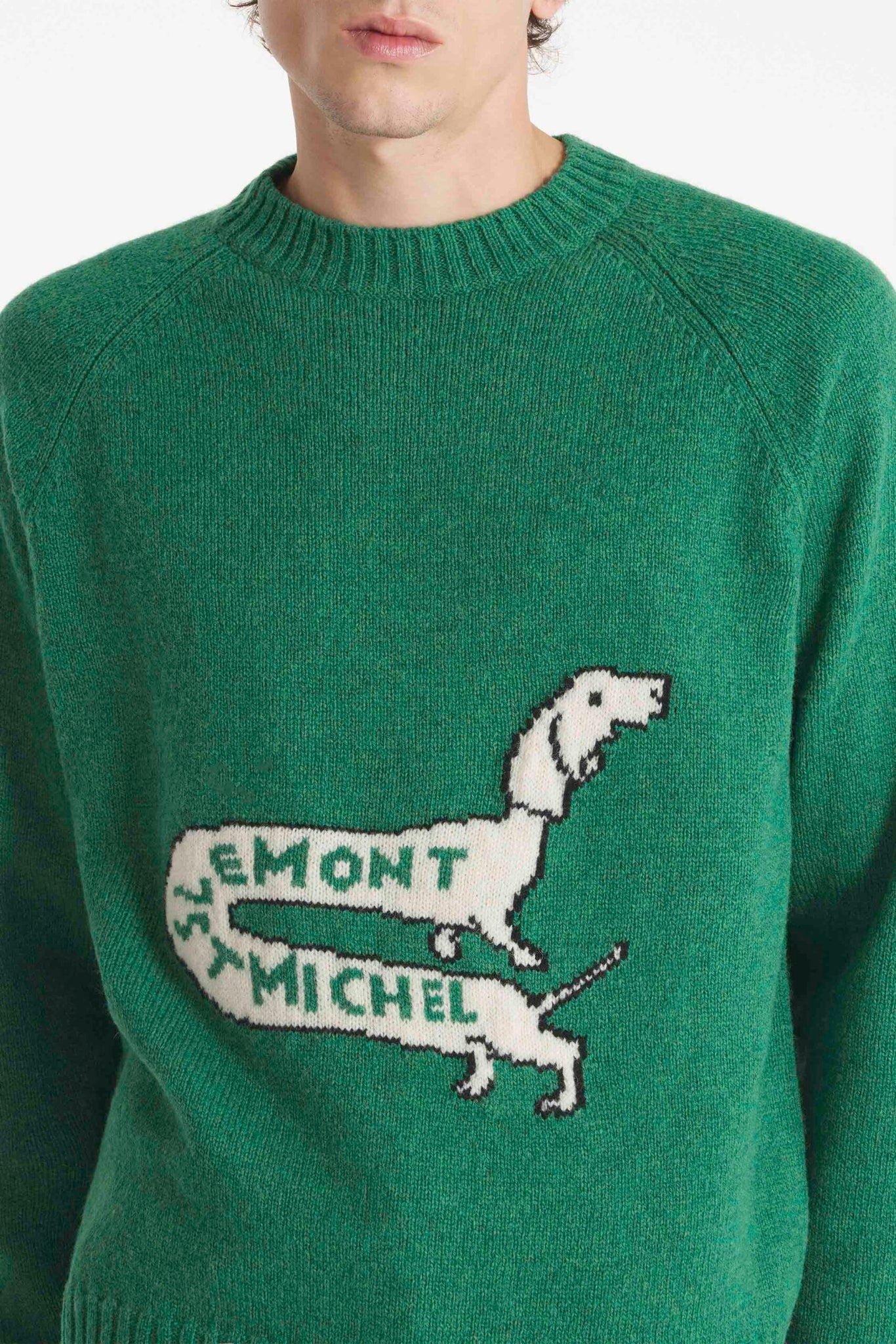 Striker-dog Intarsia Sweater — GREEN