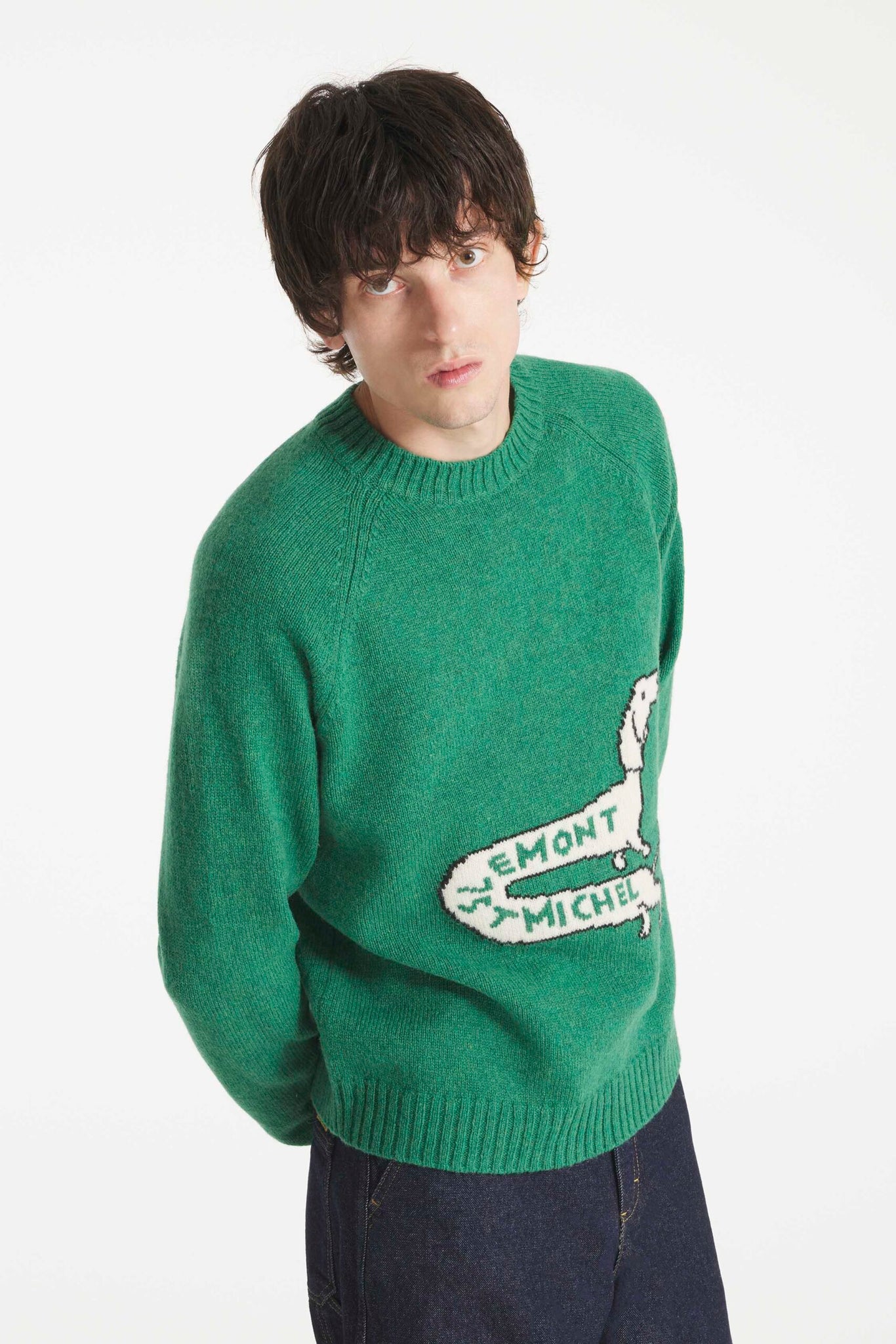 Striker-dog Intarsia Sweater — GREEN