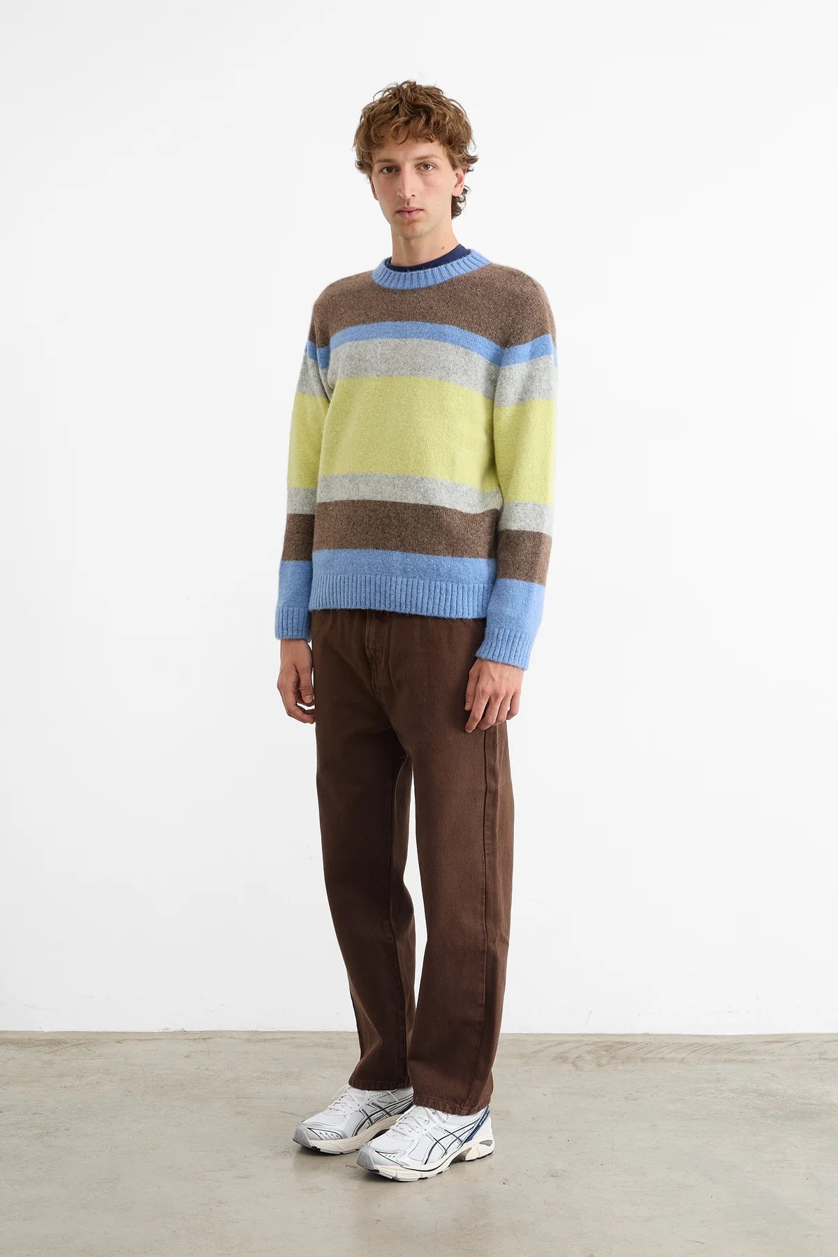 Striped Glasgow crew-neck sweater  — YELLOW MULTI STRIPES