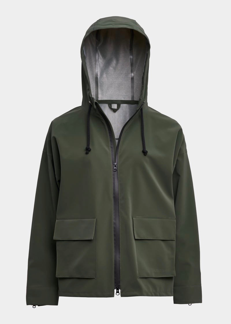 Sandviken Lightweight Zip Rain Jacket — SUEDE GREEN