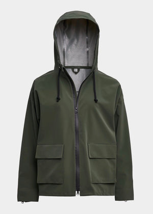 Sandviken Lightweight Zip Rain Jacket — SUEDE GREEN