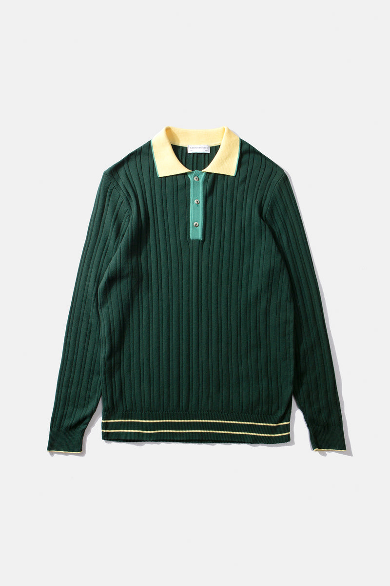 70's Polo Long Sleeve Shirt Green - LAST PIECE