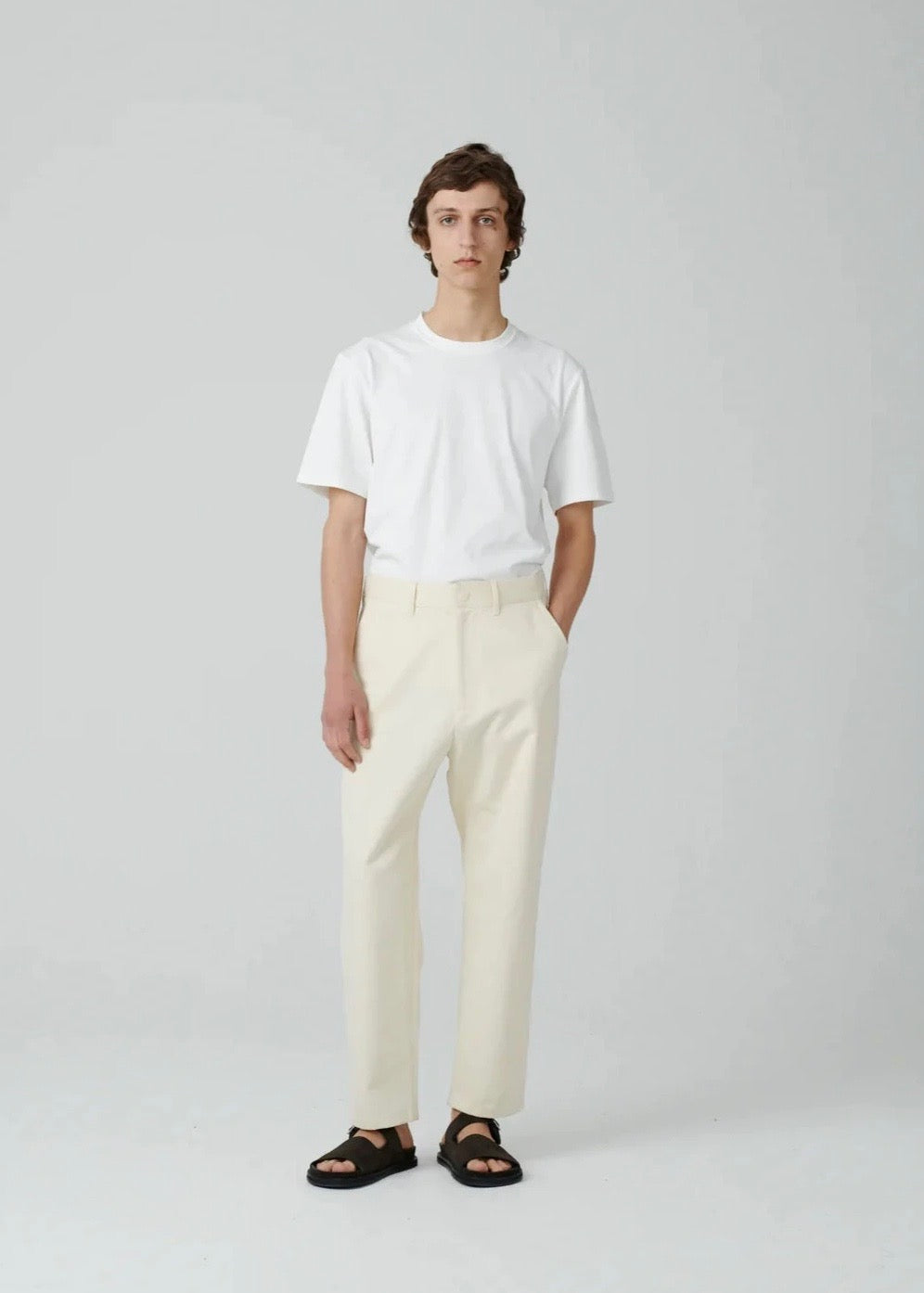 Bill Pant Peached Cotton Twill — CREAM