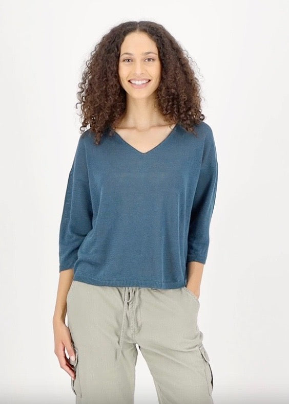 Elke V Neck Sweater — PETROL