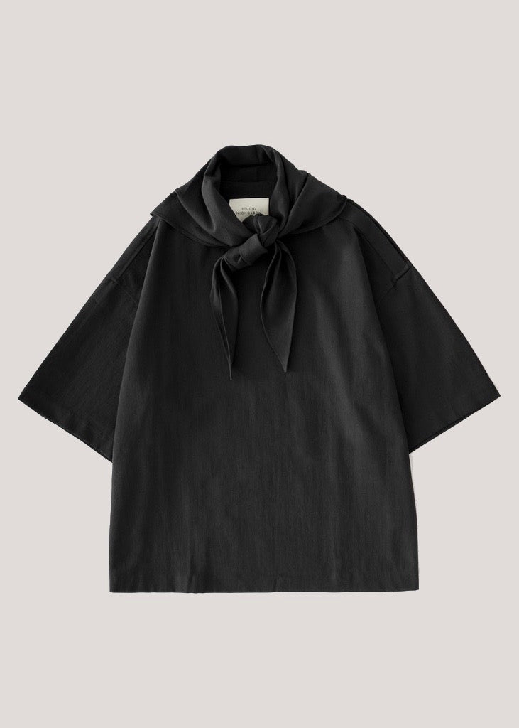 Cary Woven T-Shirt — BLACK