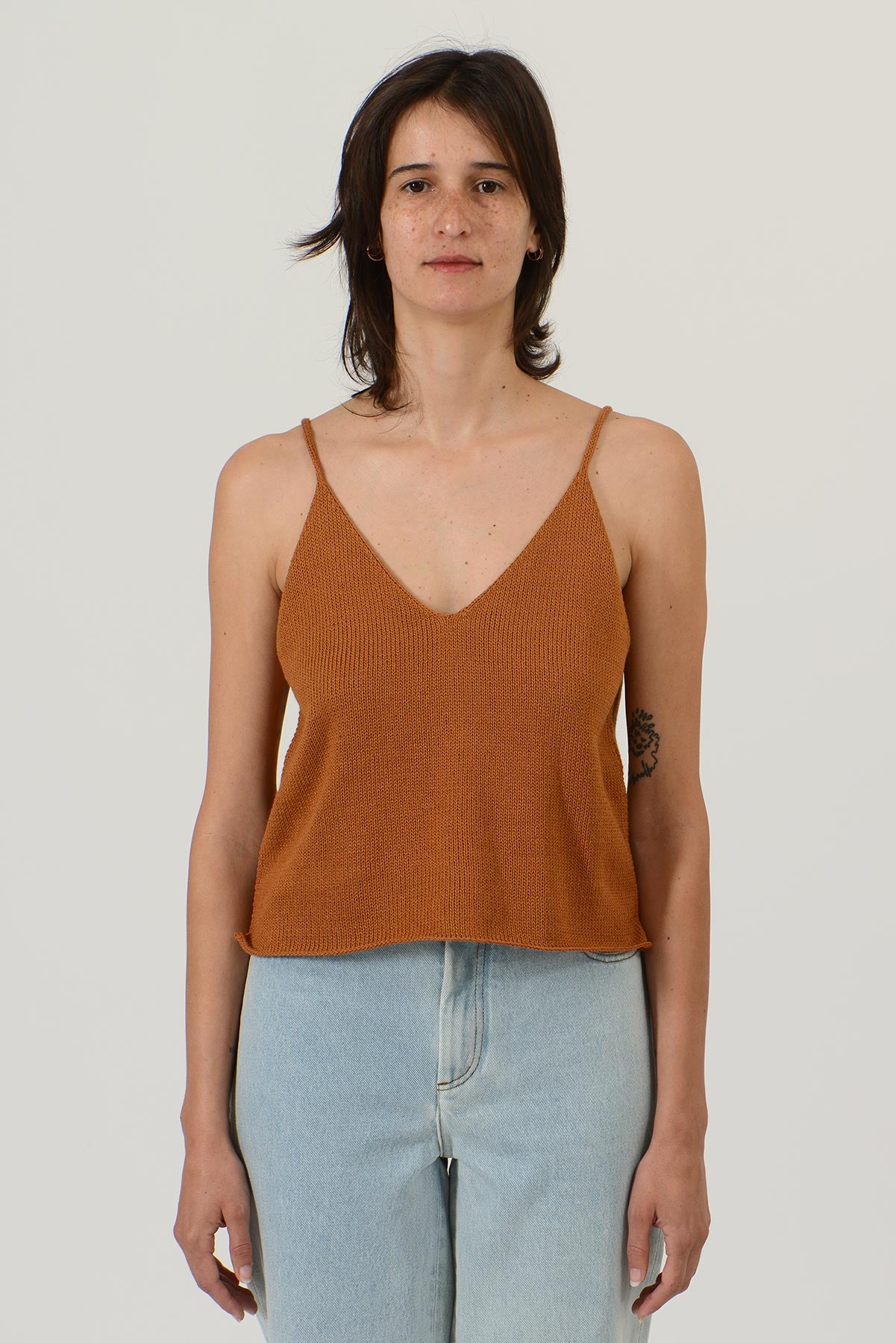 Triangle Shoulder Strap Sleeveless Top — MOCHA MOUSSE