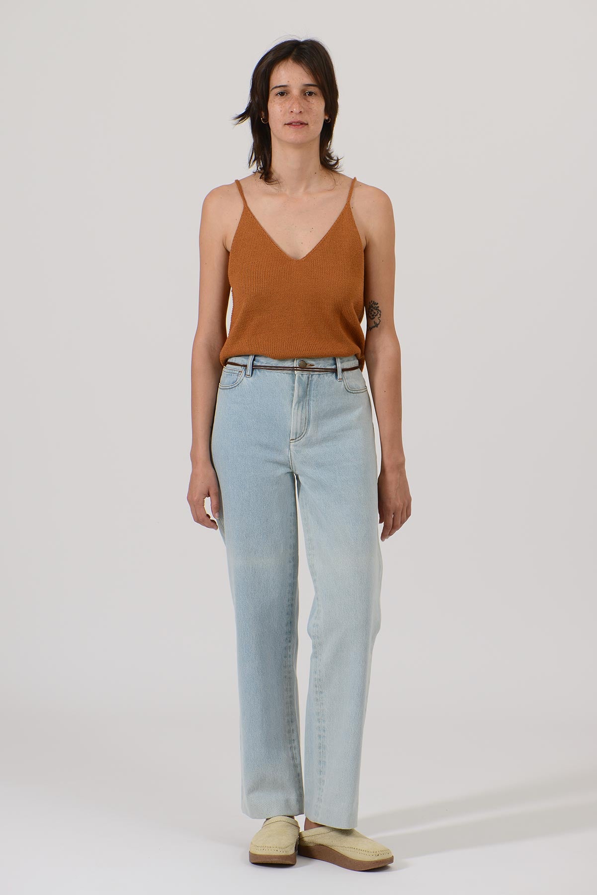 Triangle Shoulder Strap Sleeveless Top — MOCHA MOUSSE