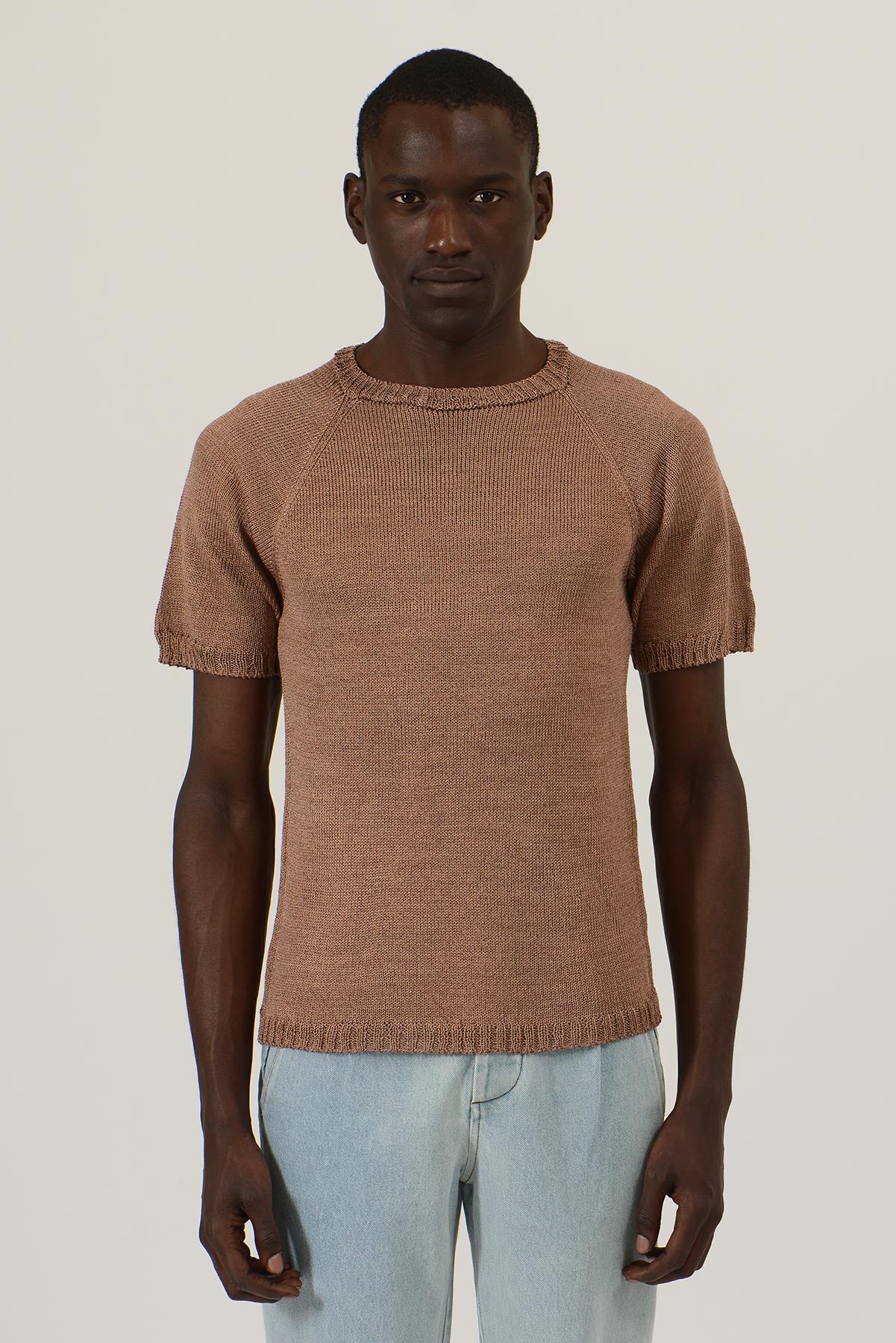 Raglan Knit SS Top — BLACK / BROWN / BLUE / STARY NIGHT BLUE
