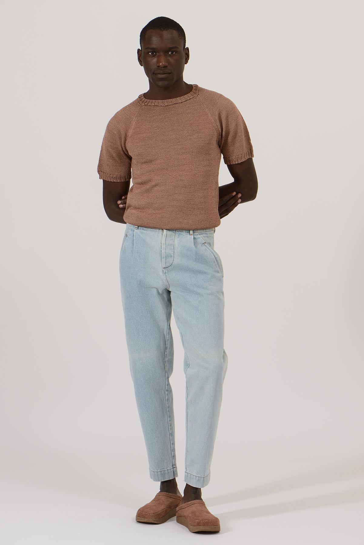 Raglan Knit SS Top — BLACK / BROWN / BLUE / STARY NIGHT BLUE