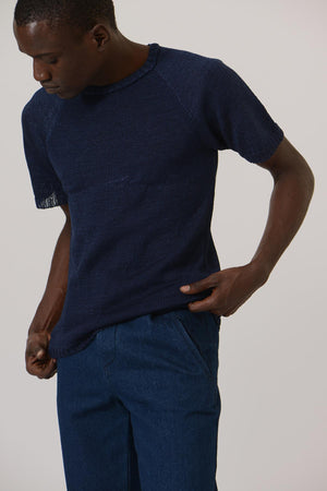 Raglan Knit SS Top — BLACK / BROWN / BLUE / STARY NIGHT BLUE
