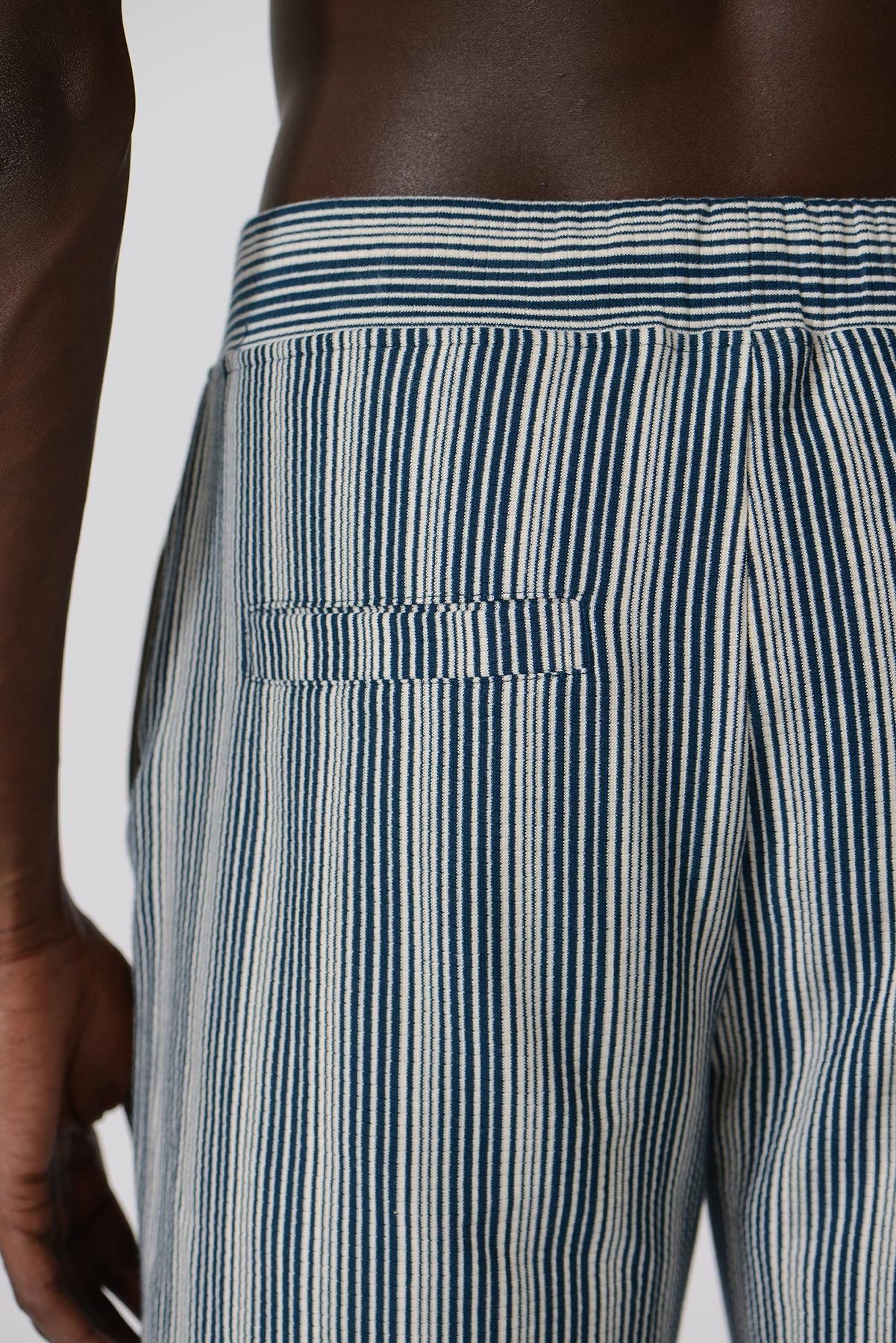 Miguel Towelling Stripes Drawcord Shorts Vertical — PETROL/WHITE