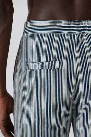 Miguel Towelling Stripes Drawcord Shorts Vertical — PETROL/WHITE