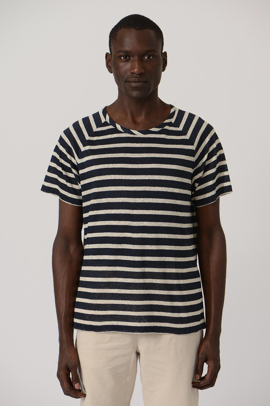 Earlymade Striped Tee — NAVY / WHITE