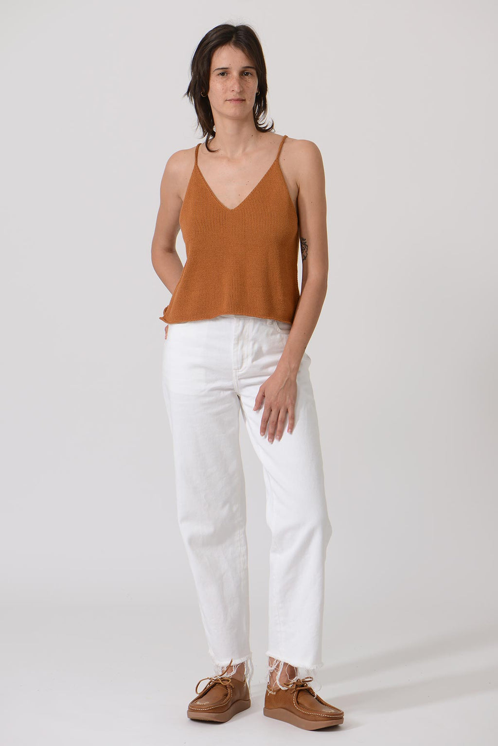 Triangle Shoulder Strap Sleeveless Top — MOCHA MOUSSE