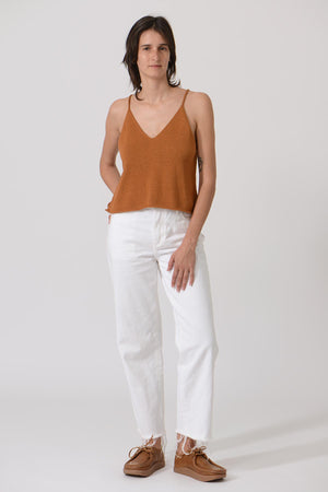 Triangle Shoulder Strap Sleeveless Top — MOCHA MOUSSE