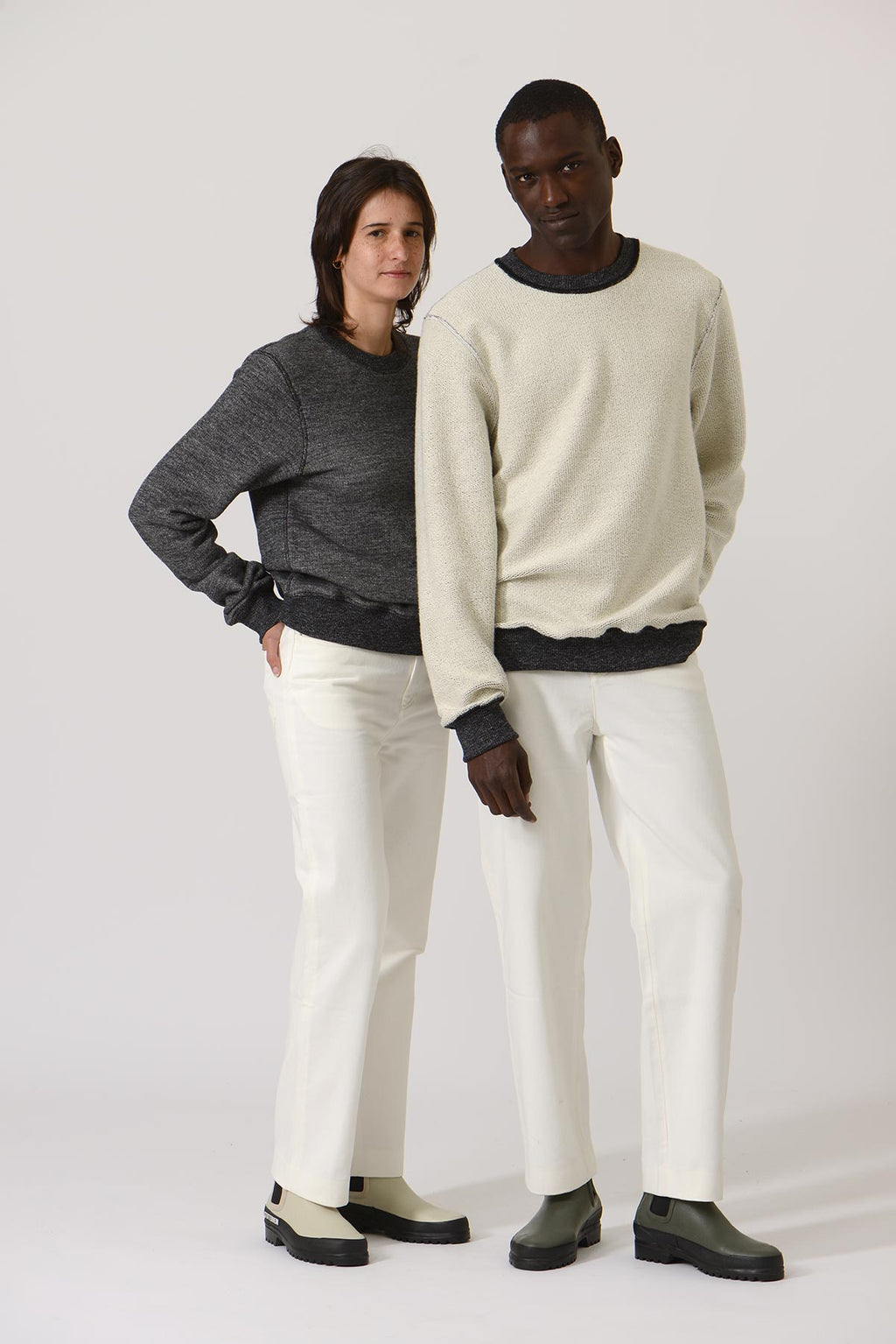 Bragas Reversible Sweatshirt — BLACK / WHITE MELANGE