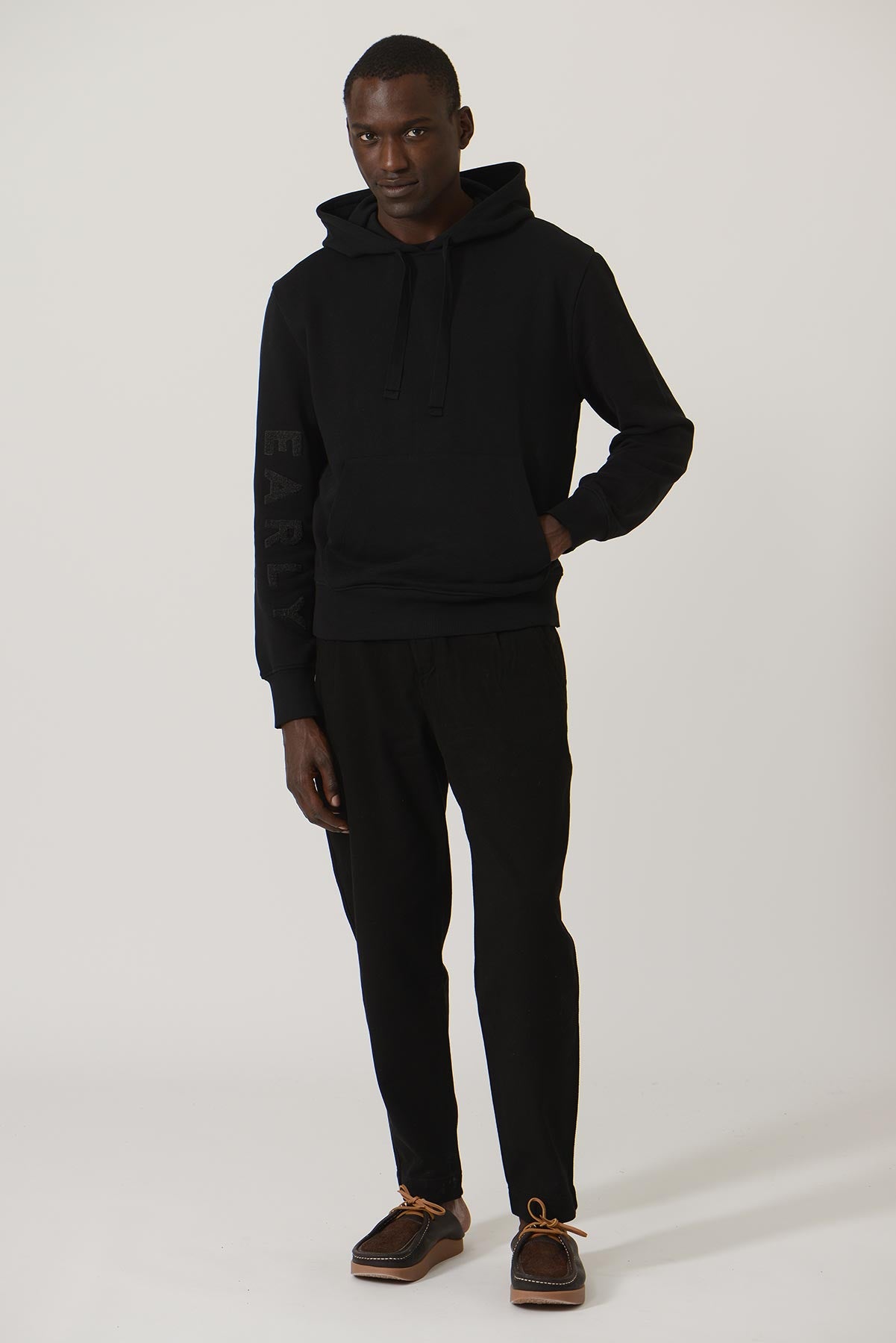 Early High-Stitch Logo Hoodie — BLACK