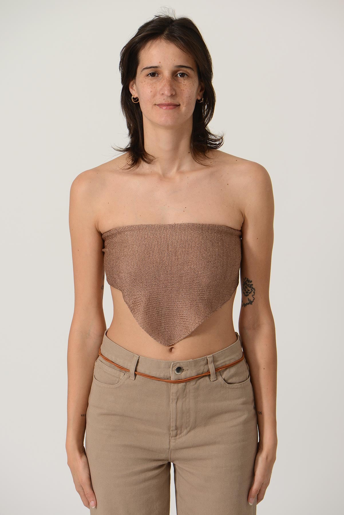 Cotton Blend Knitted Bandana — BRONZE