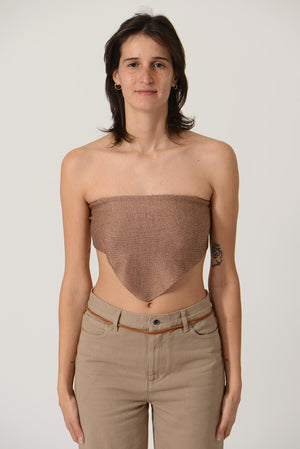 Cotton Blend Knitted Bandana — BRONZE