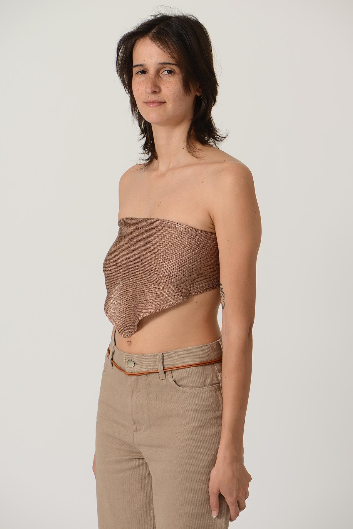 Cotton Blend Knitted Bandana — BRONZE