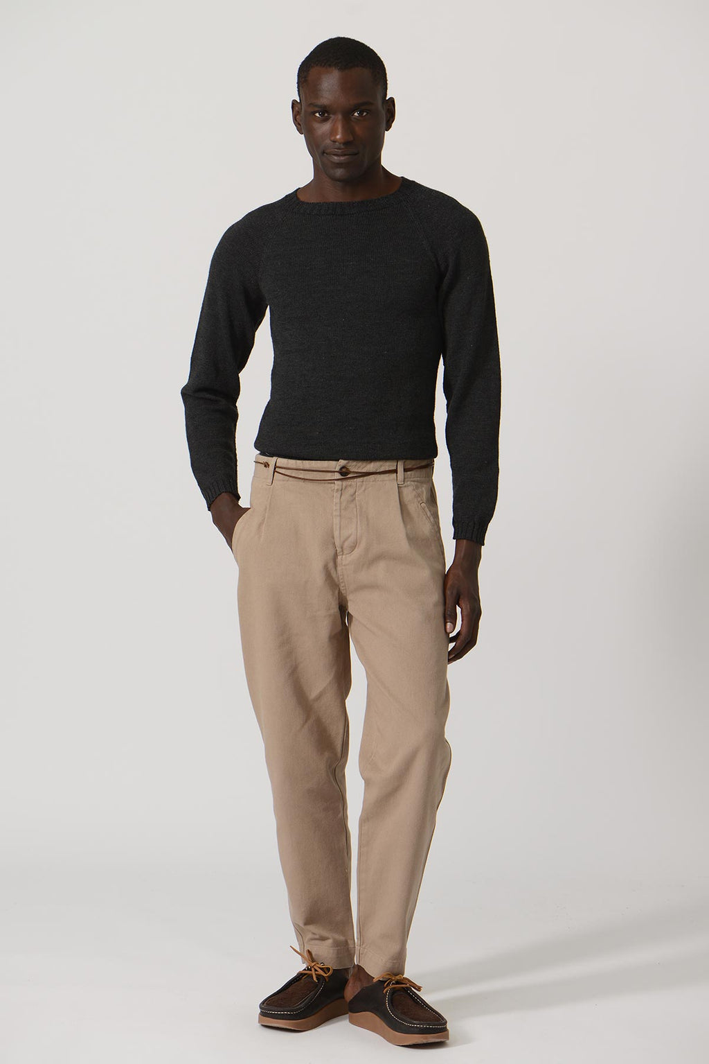 Raglan Knit LS Sweater — ANTHRACITE / BROWN / STARY NIGHT BLUE