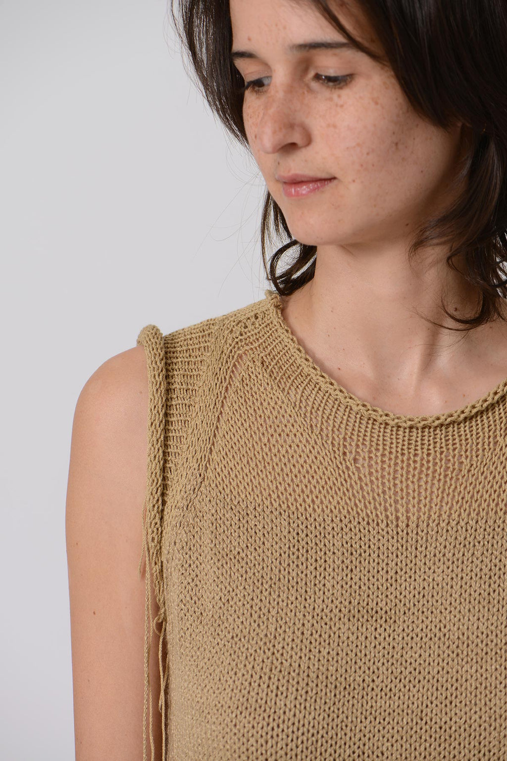 Shoulder See Through Knit Dress — HAY