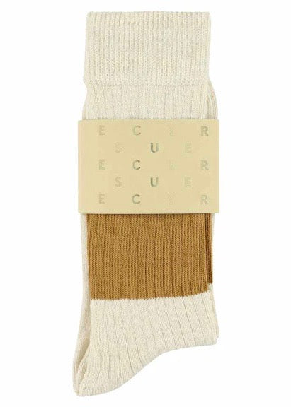 Melange Band Socks — ECRU / MUSTARD