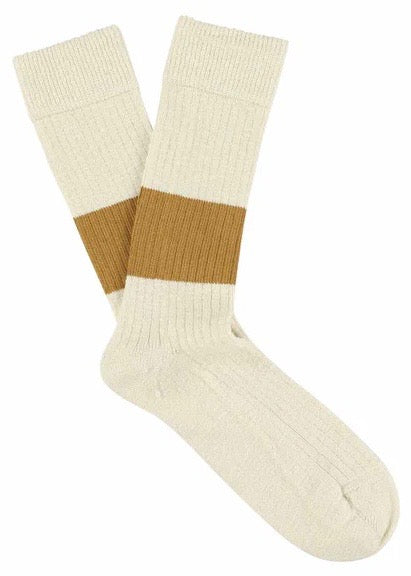Melange Band Socks — ECRU / MUSTARD