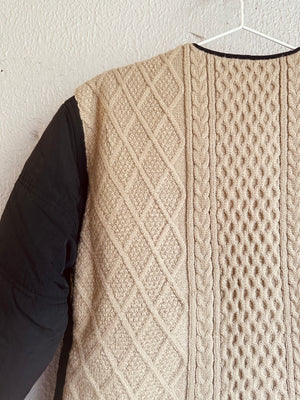 Mida Bi Material Padded Jacket — BLACK / SAND