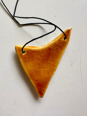 Ceramic Necklace Triangle CURVED — GOLDEN DUST CRAQUELURE