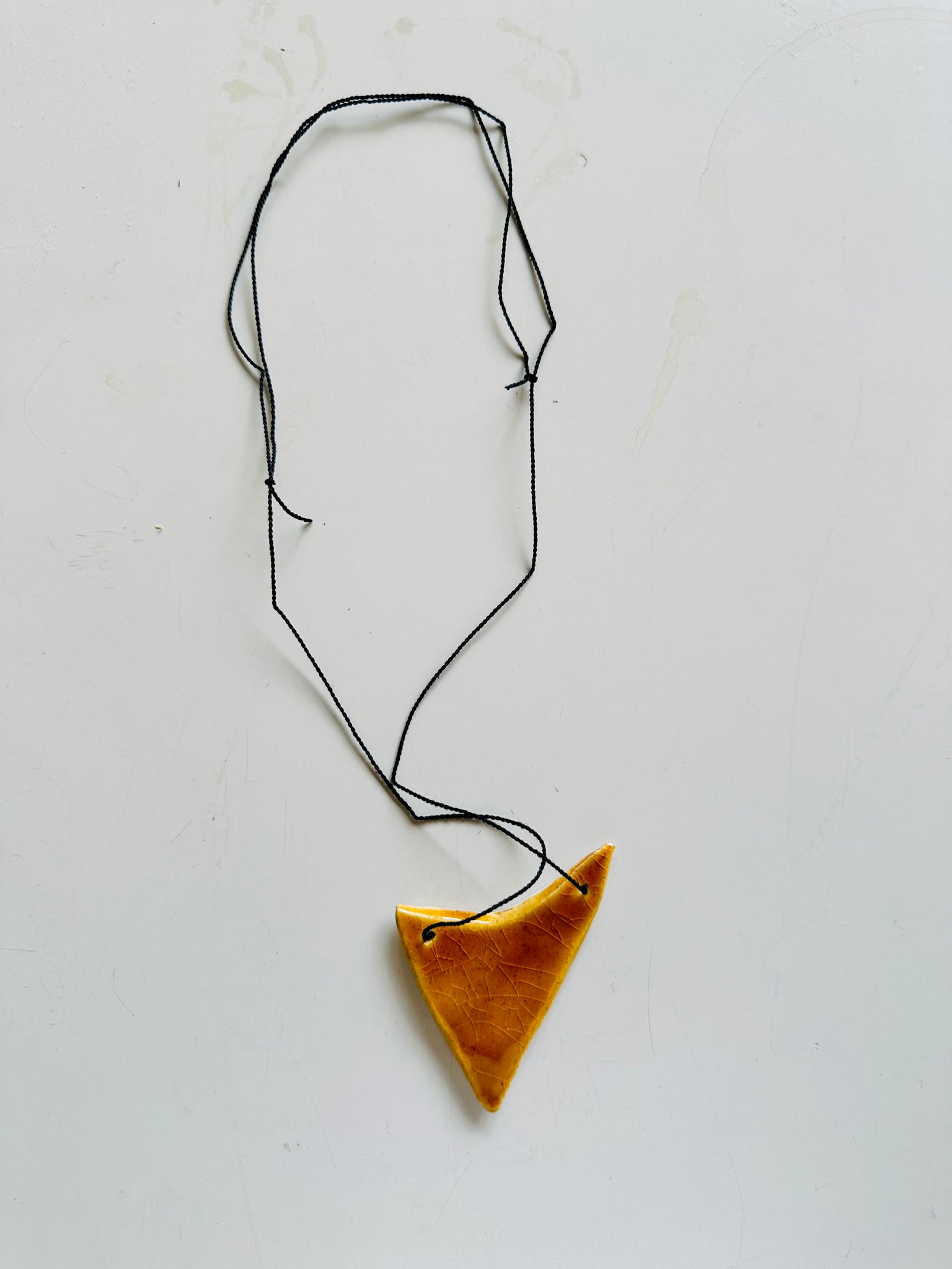 Ceramic Necklace Triangle CURVED — GOLDEN DUST CRAQUELURE