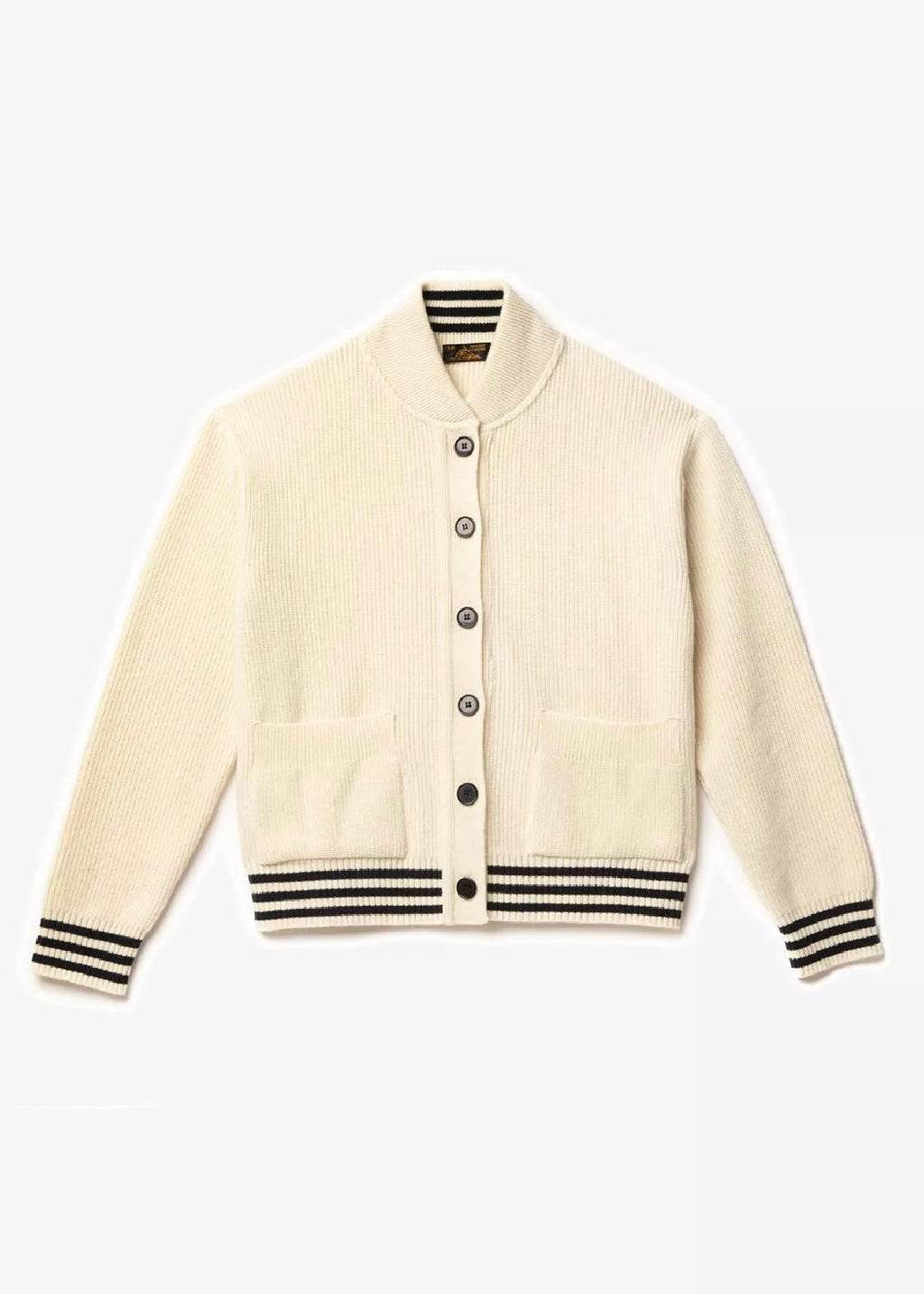 Goldi Lambswool Cardigan — CREAM / NAVY