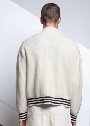 Goldi Lambswool Cardigan — CREAM / NAVY