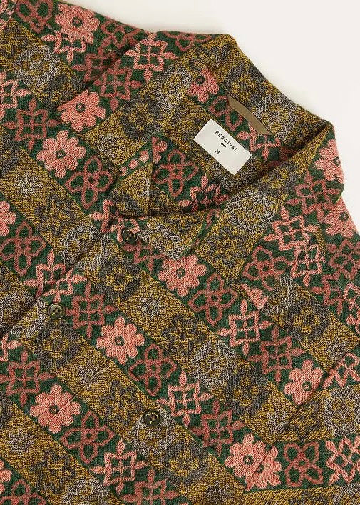 Ashdown Wildflower Wool Shirt — GREEN MULTI